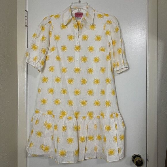 NWOT KATE SPADE SUNS LAKE YELLOW FLORAL 2 WAY BELTED DROP WAIST DRESS MEDIUM - Picture 3 of 11